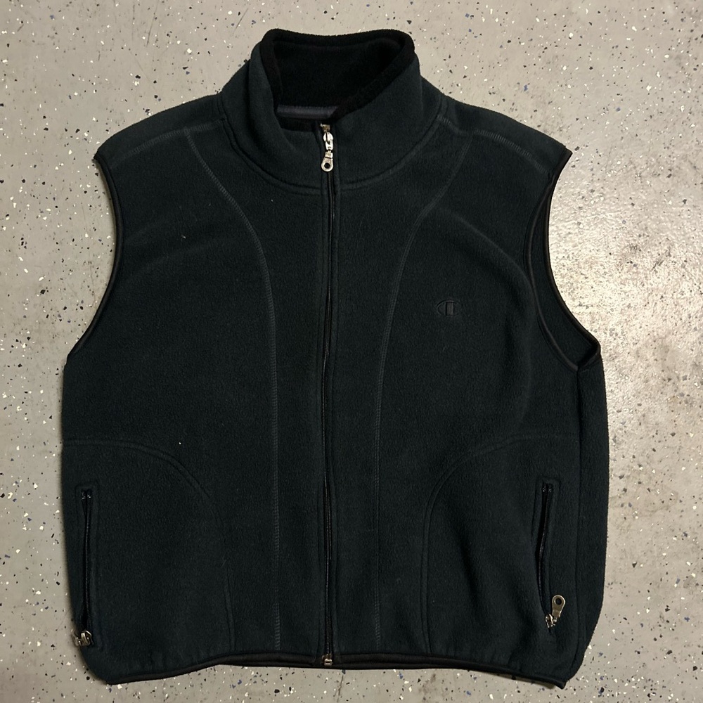 Champion Black Fleece Vest with Zipper